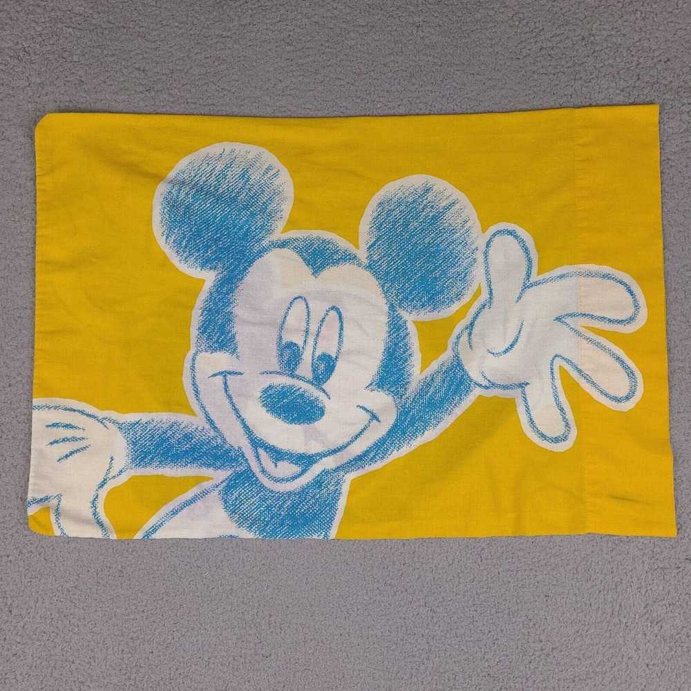 Vintage Disney Mickey Mouse Pillowcase Multicolor Made In USA
